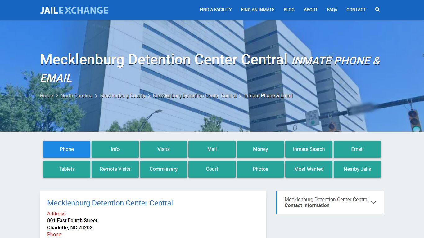 Inmate Phone - Mecklenburg Detention Center Central, NC - Jail Exchange